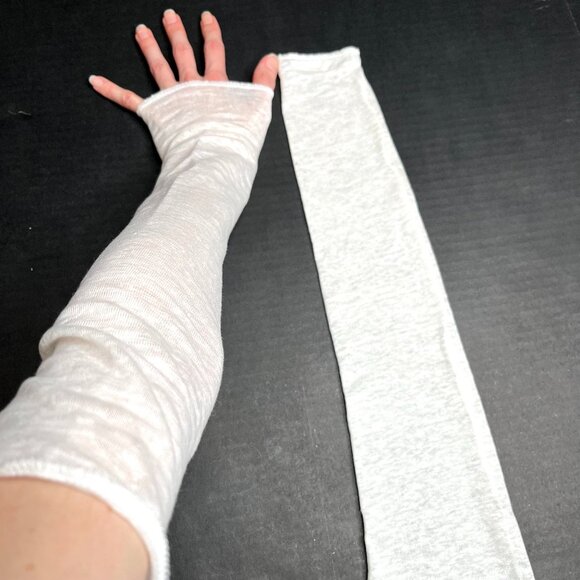 100% Linen Arm Warmers White Sleeves Cover Socks Driving Gloves Holistic Natural - Picture 1 of 5